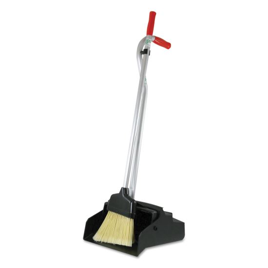Ergo Dustpan With Broom, 12w x 33h, Metal with Vinyl Coated Handle, Red/Silver1
