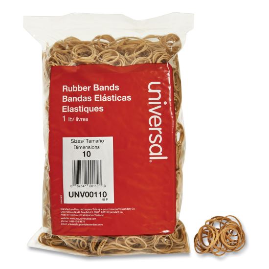 Rubber Bands, Size 10, 0.04" Gauge, Beige, 1 lb Box, 3,400/Pack1