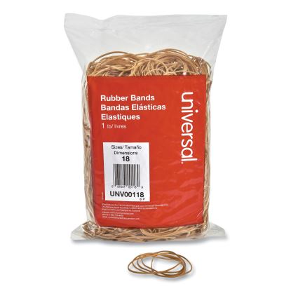 Rubber Bands, Size 18, 0.04" Gauge, Beige, 1 lb Box, 1,600/Pack1