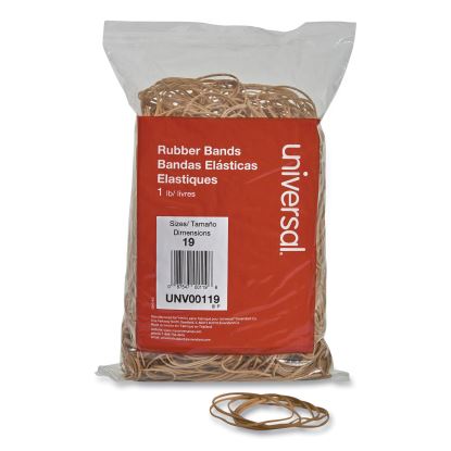 Rubber Bands, Size 19, 0.04" Gauge, Beige, 1 lb Bag, 1,240/Pack1