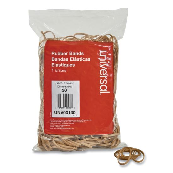 Rubber Bands, Size 30, 0.04" Gauge, Beige, 1 lb Box, 1,100/Pack1