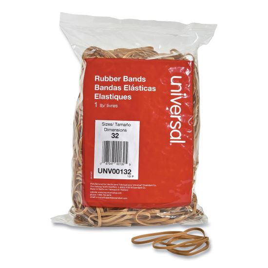 Rubber Bands, Size 32, 0.04" Gauge, Beige, 1 lb Box, 820/Pack1