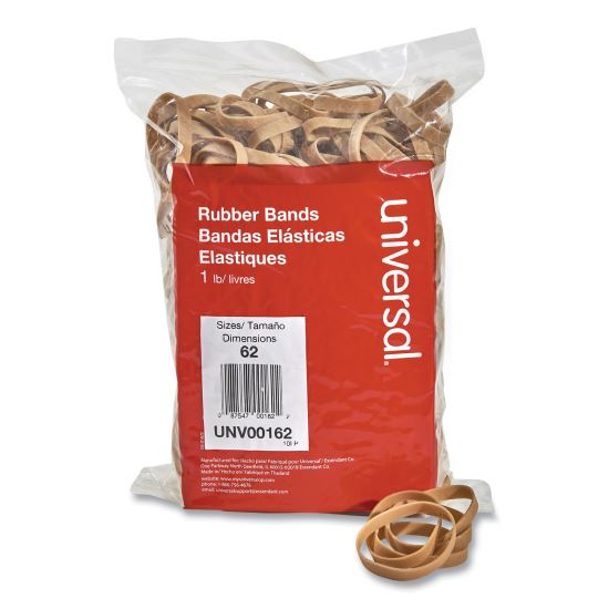 Rubber Bands, Size 62, 0.04" Gauge, Beige, 1 lb Box, 490/Pack1