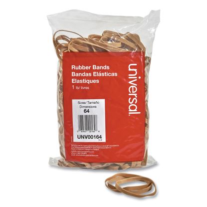 Rubber Bands, Size 64, 0.04" Gauge, Beige, 1 lb Bag, 320/Pack1