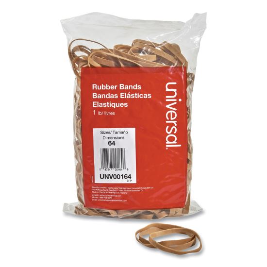 Rubber Bands, Size 64, 0.04" Gauge, Beige, 1 lb Bag, 320/Pack1