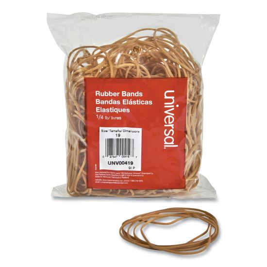 Rubber Bands, Size 19, 0.04" Gauge, Beige, 4 oz Box, 310/Pack1