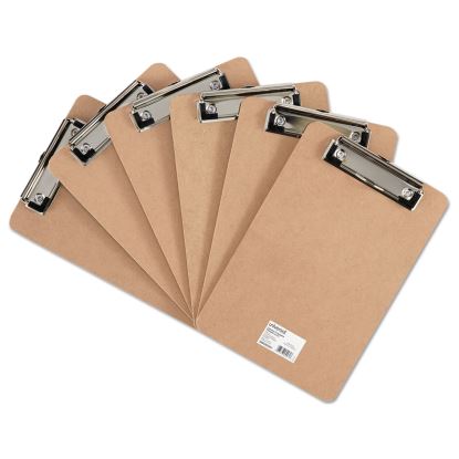 Hardboard Clipboard with Low-Profile Clip, 0.5" Clip Capacity, Holds 5 x 8 Sheets, Brown, 6/Pack1