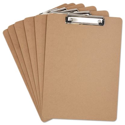 Hardboard Clipboard with Low-Profile Clip, 0.5" Clip Capacity, Holds 8.5 x 11 Sheets, Brown, 6/Pack1