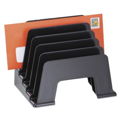Recycled Plastic Incline Sorter, 5 Sections, DL to A5 Size Files, 8" x 5.5" x 6", Black1