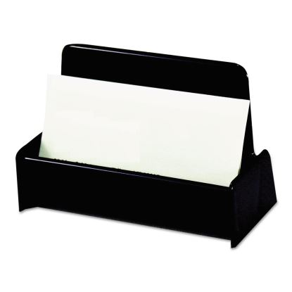 Business Card Holder, Holds 50 2 x 3.5 Cards, 3.75 x 1.81 x 1.38, Plastic, Black1