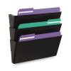 Wall File Pockets, 3 Sections, Letter Size,13" x 4.13" x 14.5", Black, 3/Pack2