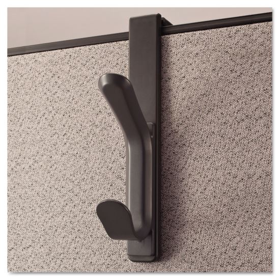 Recycled Cubicle Double Coat Hook, Plastic, Charcoal1