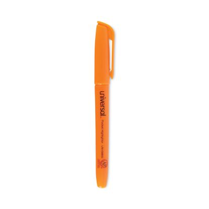 Pocket Highlighters, Fluorescent Orange Ink, Chisel Tip, Orange Barrel, Dozen1