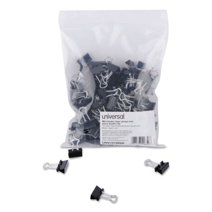 Binder Clip Zip-Seal Bag Value Pack, Mini, Black/Silver, 144/Pack1