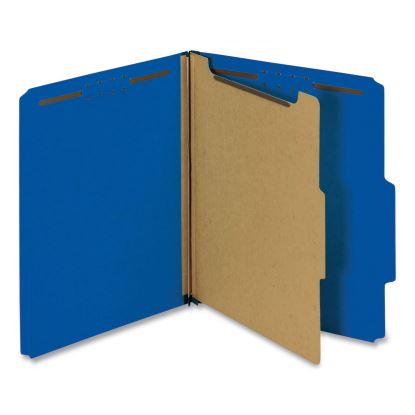 Bright Colored Pressboard Classification Folders, 1 Divider, Letter Size, Cobalt Blue, 10/Box1