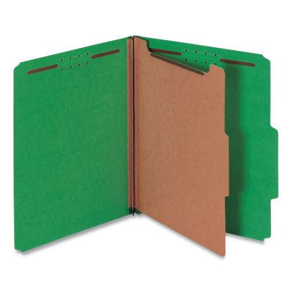 Bright Colored Pressboard Classification Folders, 1 Divider, Letter Size, Emerald Green, 10/Box1