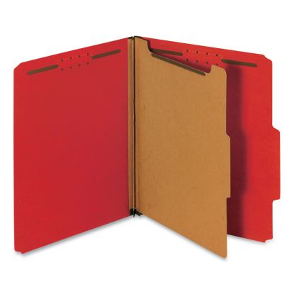 Bright Colored Pressboard Classification Folders, 1 Divider, Letter Size, Ruby Red, 10/Box1