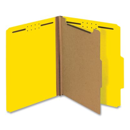 Bright Colored Pressboard Classification Folders, 1 Divider, Letter Size, Yellow, 10/Box1