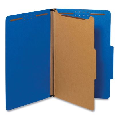 Bright Colored Pressboard Classification Folders, 1 Divider, Legal Size, Cobalt Blue, 10/Box1