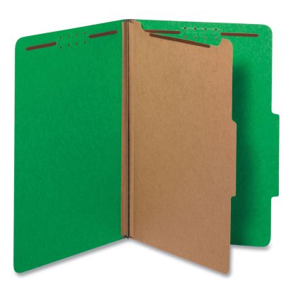 Bright Colored Pressboard Classification Folders, 1 Divider, Legal Size, Emerald Green, 10/Box1