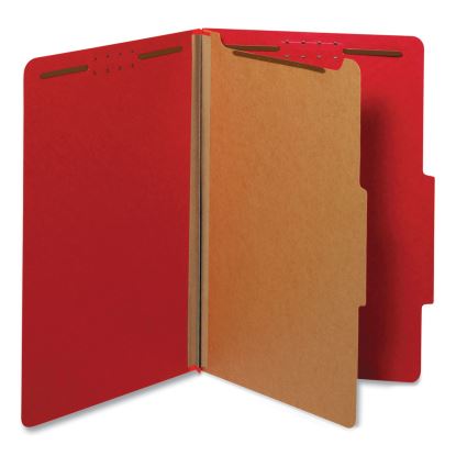 Bright Colored Pressboard Classification Folders, 1 Divider, Legal Size, Ruby Red, 10/Box1
