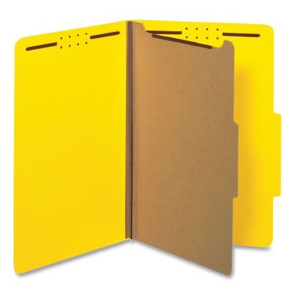 Bright Colored Pressboard Classification Folders, 1 Divider, Legal Size, Yellow, 10/Box1