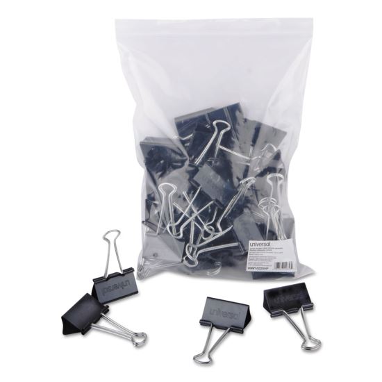 Binder Clips in Zip-Seal Bag, Large, Black/Silver, 36/Pack1