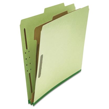 Four-Section Pressboard Classification Folders, 1 Divider, Letter Size, Green, 10/Box1