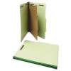 Four-Section Pressboard Classification Folders, 1 Divider, Letter Size, Green, 10/Box2