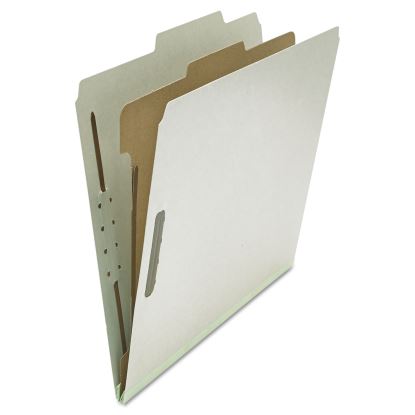 Four-Section Pressboard Classification Folders, 1 Divider, Letter Size, Gray, 10/Box1