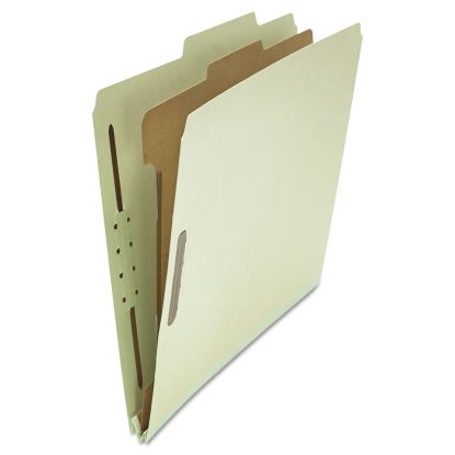 Four-Section Pressboard Classification Folders, 1 Divider, Letter Size, Gray-Green, 10/Box1