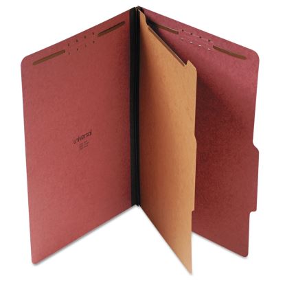 Four-Section Pressboard Classification Folders, 1 Divider, Legal Size, Red, 10/Box1