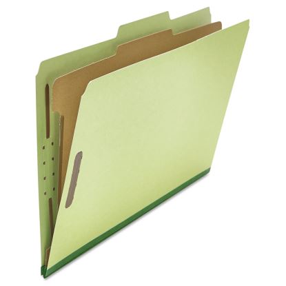 Four-Section Pressboard Classification Folders, 1 Divider, Legal Size, Green, 10/Box1
