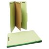 Four-Section Pressboard Classification Folders, 1 Divider, Legal Size, Green, 10/Box2