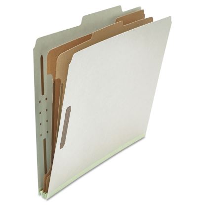 Six--Section Pressboard Classification Folders, 2 Dividers, Letter Size, Gray, 10/Box1