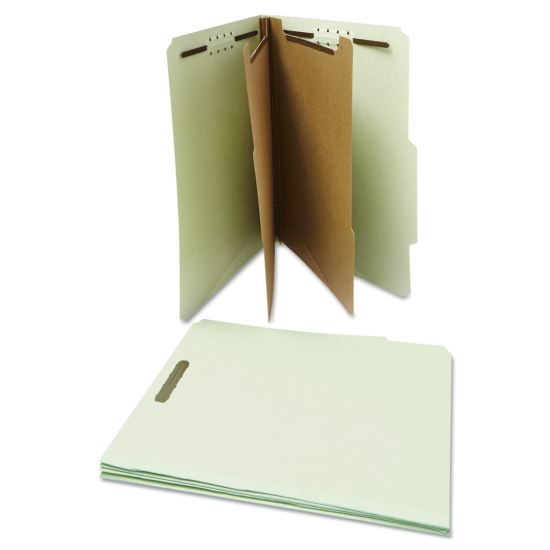 Six--Section Pressboard Classification Folders, 2 Dividers, Letter Size, Gray-Green, 10/Box1