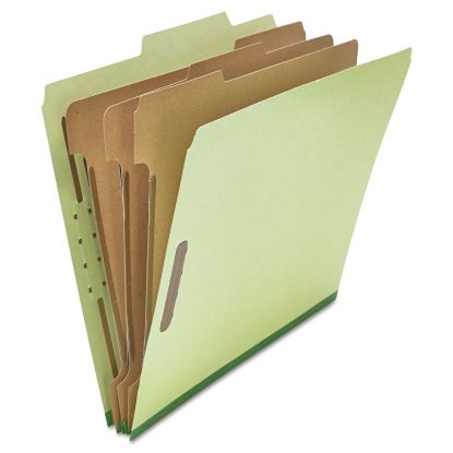 Eight-Section Pressboard Classification Folders, 3 Dividers, Letter Size, Green, 10/Box1