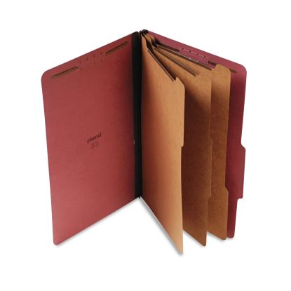 Eight-Section Pressboard Classification Folders, 3 Dividers, Legal Size, Red, 10/Box1