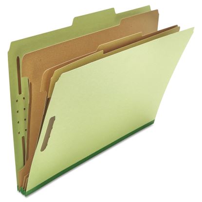 Eight-Section Pressboard Classification Folders, 3 Dividers, Legal Size, Green, 10/Box1