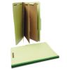 Eight-Section Pressboard Classification Folders, 3 Dividers, Legal Size, Green, 10/Box2