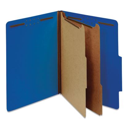 Bright Colored Pressboard Classification Folders, 2 Dividers, Letter Size, Cobalt Blue Cover, 10/Box1