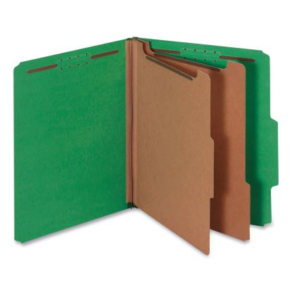 Bright Colored Pressboard Classification Folders, 2 Dividers, Letter Size, Emerald Green, 10/Box1