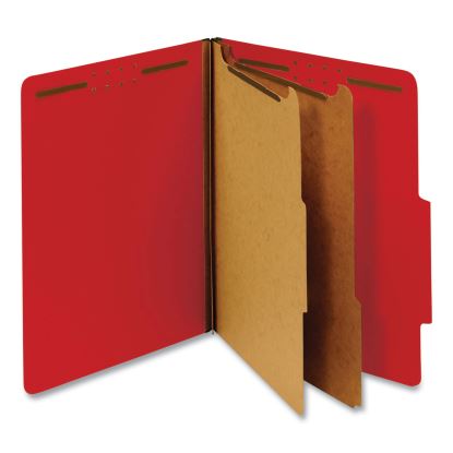 Bright Colored Pressboard Classification Folders, 2 Dividers, Letter Size, Ruby Red, 10/Box1