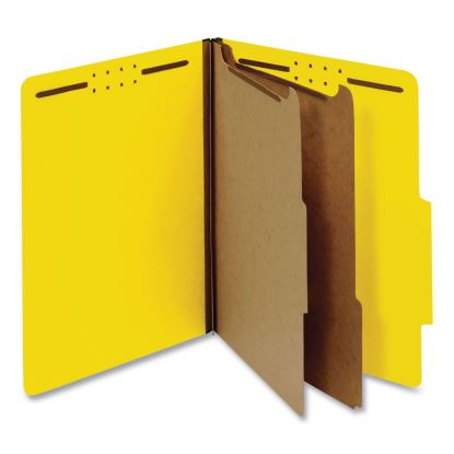 Bright Colored Pressboard Classification Folders, 2 Dividers, Letter Size, Yellow, 10/Box1
