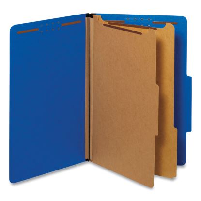 Bright Colored Pressboard Classification Folders, 2 Dividers, Legal Size, Cobalt Blue, 10/Box1