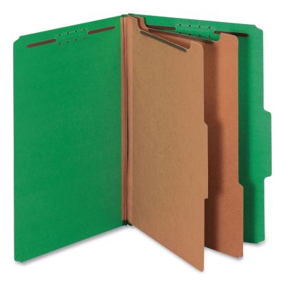 Bright Colored Pressboard Classification Folders, 2 Dividers, Legal Size, Emerald Green, 10/Box1
