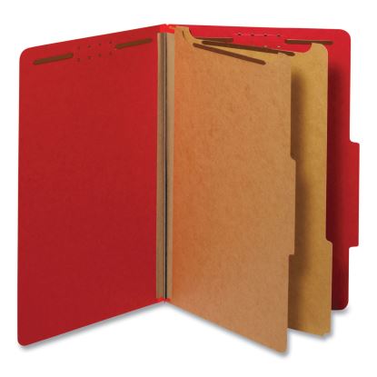 Bright Colored Pressboard Classification Folders, 2 Dividers, Legal Size, Ruby Red, 10/Box1