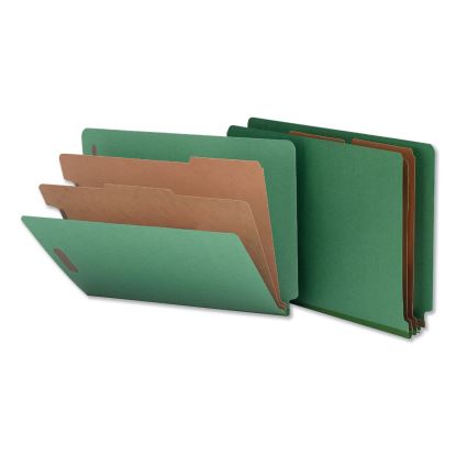 Deluxe Six-Section Colored Pressboard End Tab Classification Folders, 2 Dividers, Letter Size, Green, 10/Box1