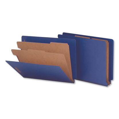 Deluxe Six-Section Colored Pressboard End Tab Classification Folders, 2 Dividers, Letter Size, Cobalt Blue Cover, 10/Box1