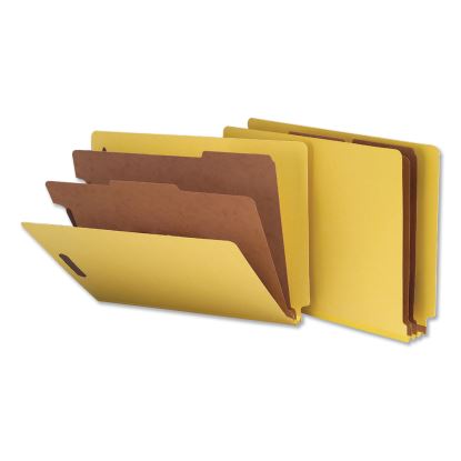 Deluxe Six-Section Colored Pressboard End Tab Classification Folders, 2 Dividers, Letter Size, Yellow, 10/Box1